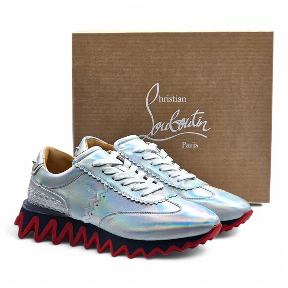 Christian Louboutin Loubishark Iridescent Sneakers - Laser Silver EU 44 / US 11